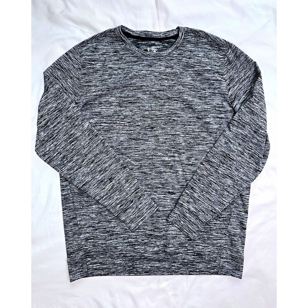Liberty Pro Mens XL Heather Gray/Black Crew Neck Long Sleeve Stretch Knit Tee